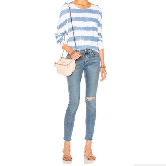 Rag & Bone Distressed Skinny Jeans Midland Raw Frayed Hem Destroyed Denim 30 - Picture 1 of 16